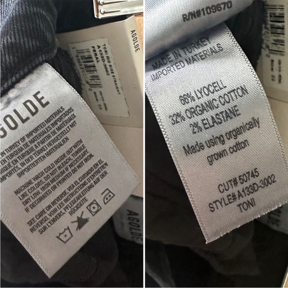 AGOLDE NWT Toni Slim Straight Jeans in Feral New Black 23 - Picture 8 of 9